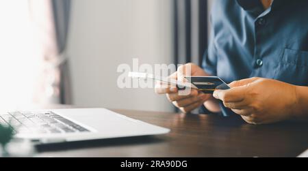 Woman hands of using online virtual app on mobile phone. Millennial guy chatting on smartphone, using banking services, reading text message, typing, Stock Photo