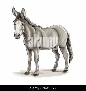 Donkey Jenny. Donkey Jenny hand-drawn illustration. Vector doodle style cartoon illustration Stock Vector