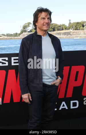 July 2, 2023: TOM CRUISE poses during the 'Mission: Impossible - Dead Reckoning Part One' Photo Call at Circular Quay on July 02, 2023 in Sydney, NSW Australia (Credit Image: © Christopher Khoury/Australian Press Agency via ZUMA Wire) EDITORIAL USAGE ONLY! Not for Commercial USAGE! Stock Photo