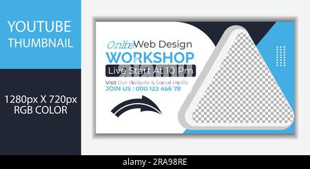 youtube video thumbnail or online workshop or web banner design Stock Vector