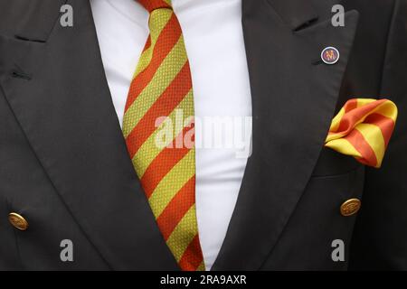 London, UK. 2nd July, 2023. An MCC member before the Ashes second test at Lords. Picture credit should read: Ben Whitley/Alamy Live News. Stock Photo