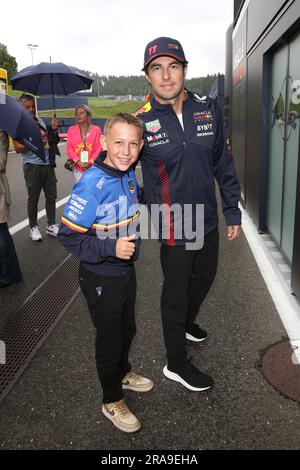 SPIELBERG, Austria. 1st July, 2023. Sergio PEREZ Mendoza, MEX, Oracle Red Bull Racing with Niklas SCHAUFLER, F1 at the Red Bull Ring, Oesterreich Ring, Formula One, AUSTRIAN Grand Prix, Grosser Preis von OESTERREICH, GP d'Autriche, Motorsport, Formel1, Fee liable image, Copyright © Andy KNOTH/ATP images (KNOTH Andy/ATP/SPP) Credit: SPP Sport Press Photo. /Alamy Live News Stock Photo