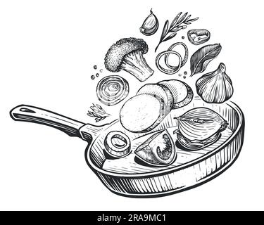 A man who loves cooking/Line drawing/Pot - Stock Illustration [86047431] -  PIXTA