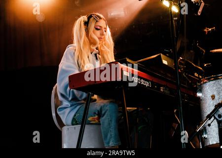 Roskilde, Denmark. 01st July, 2023. The jazz duo Domi and JD Beck performs a live concert during the Danish music festival Roskilde Festival 2023 in Roskilde. Here keyboardist Domi Louna is seen live on stage. (Photo Credit: Gonzales Photo/Alamy Live News Stock Photo