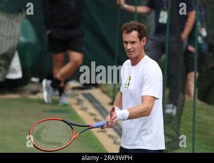 London, UK. 02nd July, 2023. 2nd July 2023; All England Lawn Tennis and Croquet Club, London, England: Wimbledon Tennis Tournament Practice Day; Andy Murray (GBR) Credit: Action Plus Sports Images/Alamy Live News Stock Photo