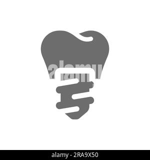 Dental implant filled vector icon. Tooth fixture glyph symbol. Stock Vector