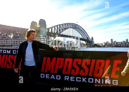 July 2, 2023: TOM CRUISE during the 'Mission: Impossible - Dead Reckoning Part One' Photo Call at Circular Quay on July 02, 2023 in Sydney, NSW Australia (Credit Image: © Christopher Khoury/Australian Press Agency via ZUMA Wire) EDITORIAL USAGE ONLY! Not for Commercial USAGE! Stock Photo