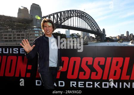 July 2, 2023: TOM CRUISE during the 'Mission: Impossible - Dead Reckoning Part One' Photo Call at Circular Quay on July 02, 2023 in Sydney, NSW Australia (Credit Image: © Christopher Khoury/Australian Press Agency via ZUMA Wire) EDITORIAL USAGE ONLY! Not for Commercial USAGE! Stock Photo