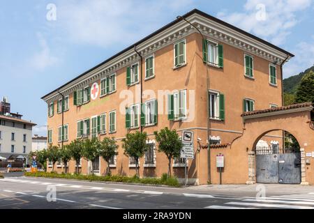 Italian Red Cross building (Croce Rossa Italiana),  Salo, Lake Garda, Italy, Europe Stock Photo
