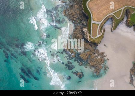 Aerial view of Praia dos Castros in north Spain Stock Photo