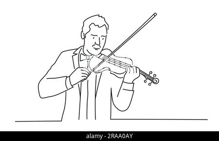 Man with a violin in his hands. Hand drawn vector illustration. Stock Vector
