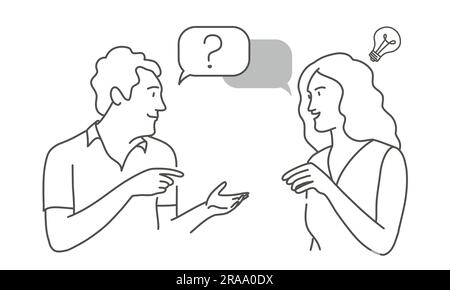 Teamwork, negotiations, business communication concept. Hand drawn vector illustration. Stock Vector