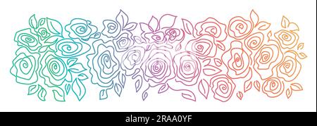 Summer or spring border with flowers. Hand drawn vector illustration. Stock Vector
