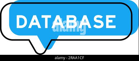 Speech banner and blue shade with word database on white background Stock Vector