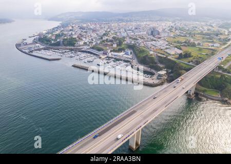 Aerial view of bridge in Ribadeo in north Spain Stock Photo