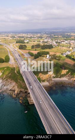 Aerial view of bridge in Ribadeo in north Spain Stock Photo