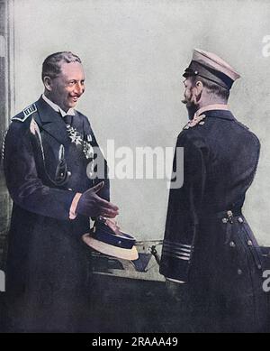 Meeting between Kaiser Wilhelm II of Germany and Tsar Nicholas II of Russia.     Date: c. 1900 Stock Photo