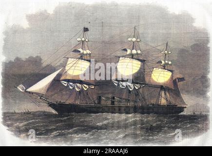 Her majesty's iron-clad steam-frigate, Warrior.     Date: 1861 Stock Photo