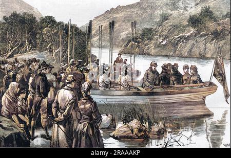 The visit of Prince and Princess of Wales(later King Edward VII and Queen Alexandra of Great Britain) to Ireland in 1885. The royal party on the lake at Killarney.     Date: 1885 Stock Photo