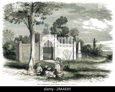 sightseers at Washington's tomb, Mount Vernon     Date: - Stock Photo