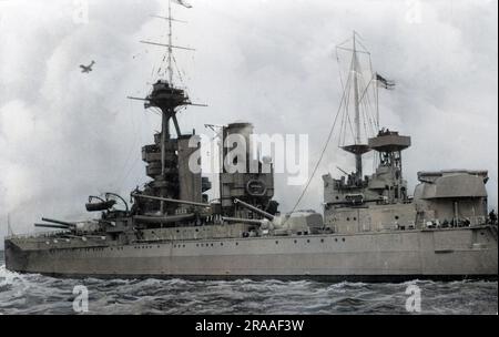 HMS Iron Duke, British battleship, launched 1912, served as the flagship of the Grand Fleet during the First World War, used as a base ship at Scapa Flow during the Second World War, decommissioned 1946.     Date: early 20th century Stock Photo