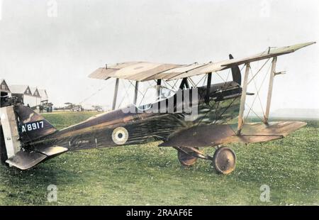 A British SE5 biplane, one of the main aeroplanes in use by the Royal Flying Corps during the First World War. Seen here on an airfield.     Date: 1914-1918 Stock Photo