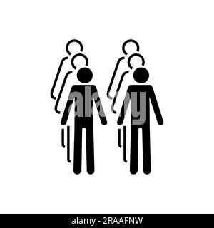 ISO 7001 BP 004: Line up or queue in twos. International Standard Public information sign for Line Up in two Lines. Stock Vector