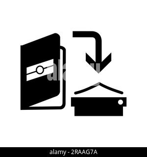 ISO 7001 BP 013: Open passport and place on scanning device . nternational Standard Public information signs Open passport and place on scanning devic Stock Vector