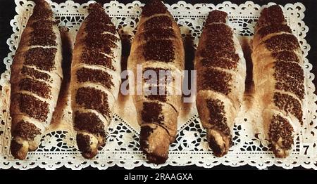 Danish Pastry Specialties, Danish Cheese Savoury Pastries     Date: 1936 Stock Photo