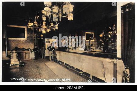 Crystal Saloon, Virginia City, Nevada, USA.     Date: 1889 Stock Photo