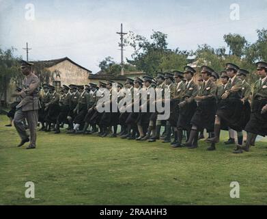 Students at the Hangzhou (Hangchow) Police School for Girls parade during the Sino-Japanese War     Date: 1938 Stock Photo