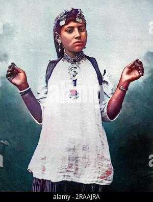 Young woman with castanets, Egypt.     Date: circa 1870 Stock Photo