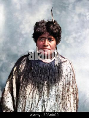 Maori man, New Zealand.     Date: circa 1890s Stock Photo