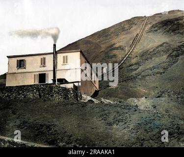 Funicular railway, Mount Vesuvius, Italy.     Date: late 19th century Stock Photo