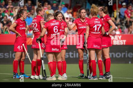 Antwerp, Belgium. 02nd July, 2023. Belgium's Judith Vandermeiren gestures during a hockey game between Belgian national team Red Panthers and United States, Sunday 02 July 2023 in Antwerp, match 10/12 in the group stage of the 2023 Women's FIH Pro League. BELGA PHOTO VIRGINIE LEFOUR Credit: Belga News Agency/Alamy Live News Stock Photo