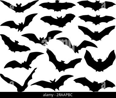 Set of Bats Silhouette Stock Vector