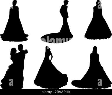 Set of Bride Silhouette Stock Vector