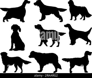 Set of English Terrier Dog Silhouette Stock Vector