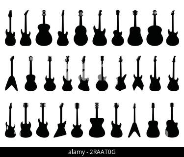 Set of Guitar Silhouette Stock Vector