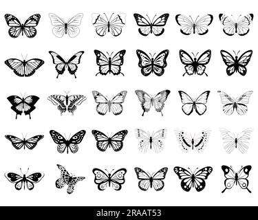 Set of Butterfly Silhouette Stock Vector