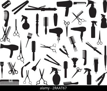 Set of Hair Dresser Silhouette Stock Vector
