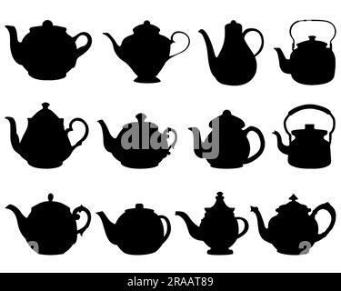 Set of Teapot Silhouette Stock Vector