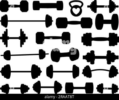 Set of Barbell Silhouette Stock Vector