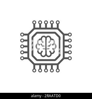 Artificial Intelligence processor icon for websites and mobile, flat design. Mobile AI CPU. Editable Stroke. EPS 10 Stock Vector