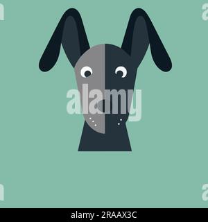 Cute Dog Head flat vector illustration Stock Vector