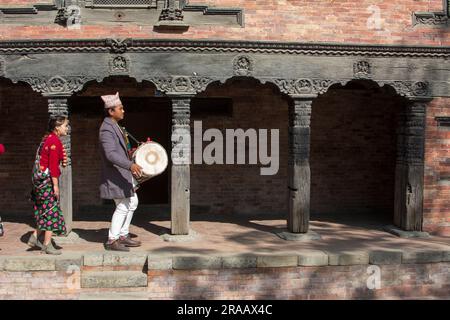 Patan, Lalitpur / Nepal : Udhauli Ubhauli Parwa Festival of Kirati Rai Limbu in Nepal Stock Photo