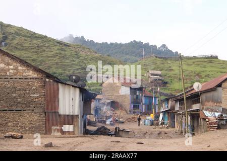 A Nepali community village on the way to Gufa Pokhari in Terathum Stock Photo