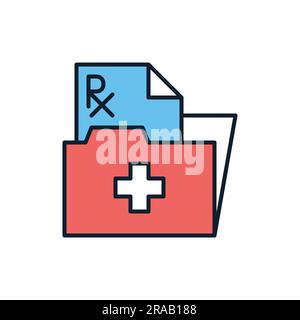 Prescription related vector line icon. Folder, sheet, paper Isolated on white background. Vector illustration. Editable stroke Stock Vector
