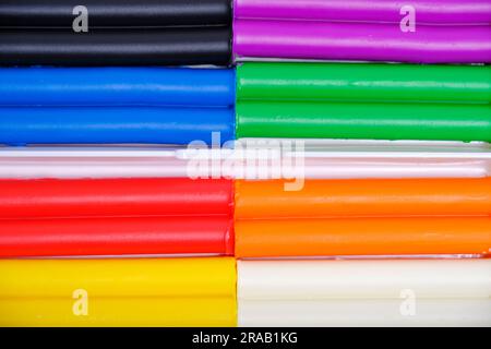 Childrens set of multi colored plasticine for modeling Stock Photo