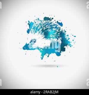 blue hedgehog from blots. Vector illustration Stock Vector